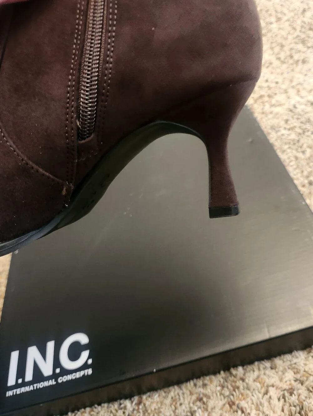 INC International Concepts BATY Dark Brown Suede Ankle Booties Size 6.5 NWT